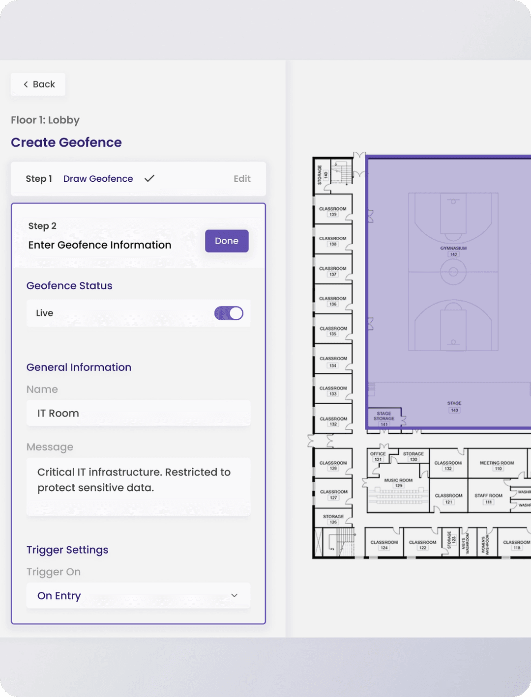 ION dashboard - Create Geofence