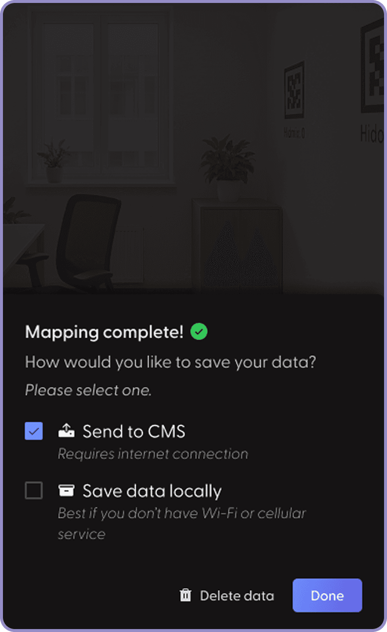 Acquisition app - Mapping comlpete screen