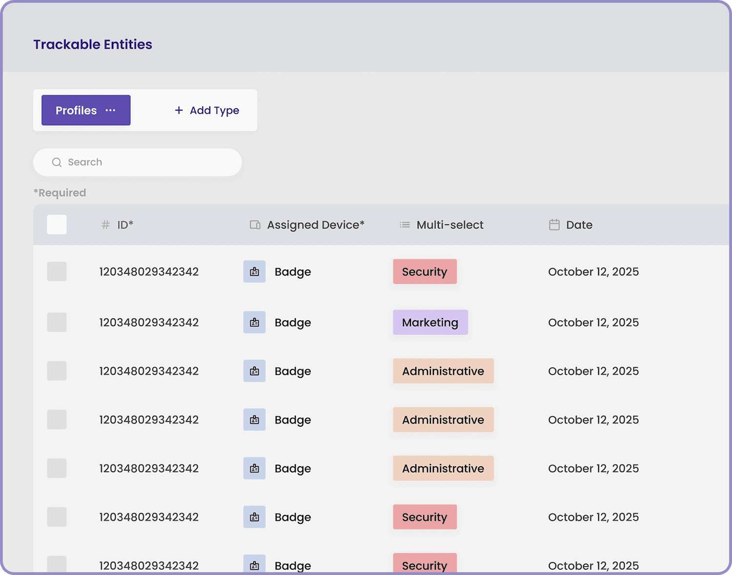 Operational clarity in complex spaces - Trackable Entities screen